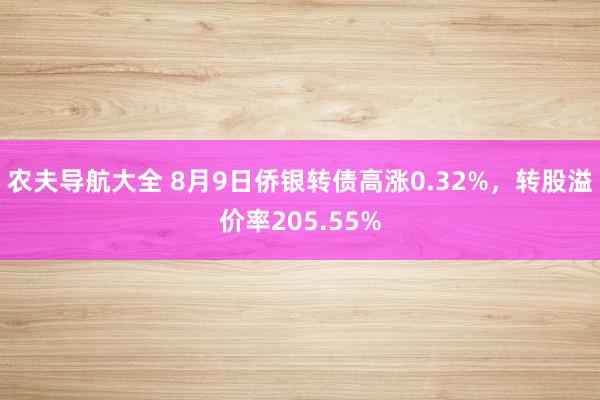 农夫导航大全 8月9日侨银转债高涨0.32%，转股溢价率205.55%