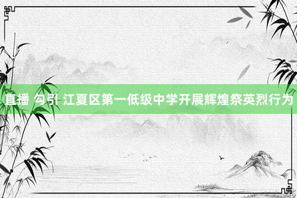 直播 勾引 江夏区第一低级中学开展辉煌祭英烈行为
