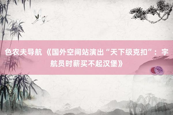 色农夫导航 《国外空间站演出“天下级克扣”：宇航员时薪买不起汉堡》