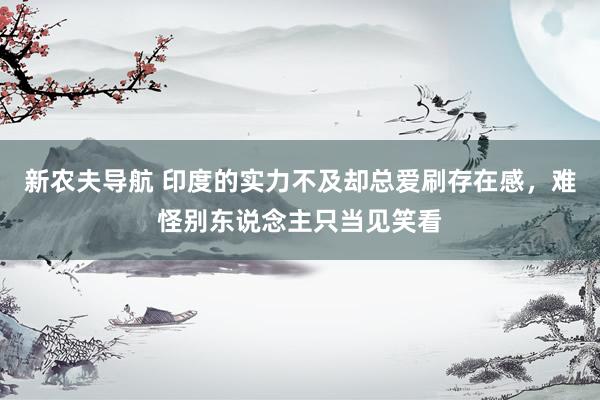 新农夫导航 印度的实力不及却总爱刷存在感，难怪别东说念主只当见笑看