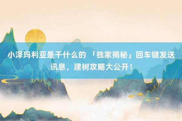小泽玛利亚是干什么的 「独家揭秘」回车键发送讯息，建树攻略大公开！