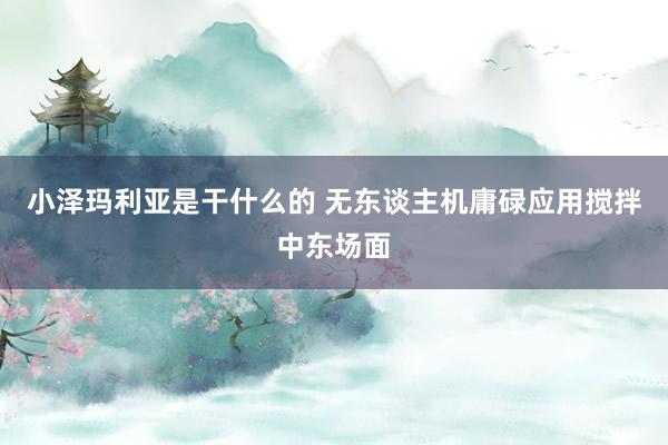 小泽玛利亚是干什么的 无东谈主机庸碌应用搅拌中东场面