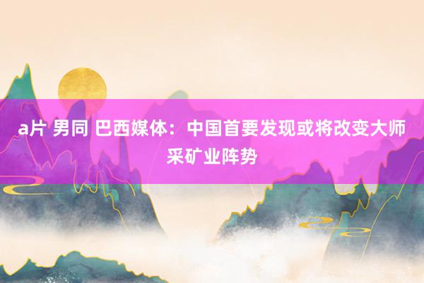 a片 男同 巴西媒体：中国首要发现或将改变大师采矿业阵势