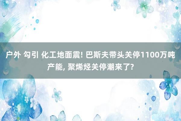 户外 勾引 化工地面震! 巴斯夫带头关停1100万吨产能， 聚烯烃关停潮来了?