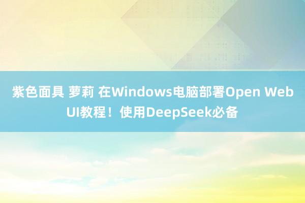 紫色面具 萝莉 在Windows电脑部署Open WebUI教程！使用DeepSeek必备