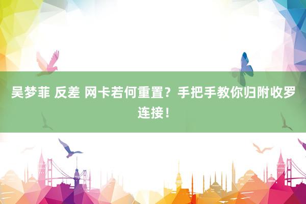 吴梦菲 反差 网卡若何重置？手把手教你归附收罗连接！